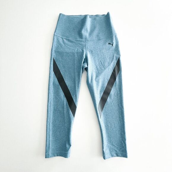 Puma Womens Leggings Cropped Power Shaped Stretch Waist Teal Heather S NWT - Picture 3 of 10